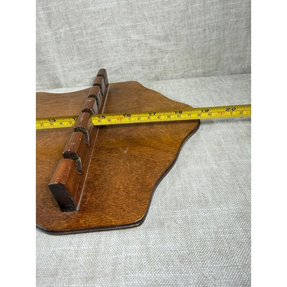 Vintage Wood Spoon Display Rack, 18 Slot Scalloped Wall Organizer